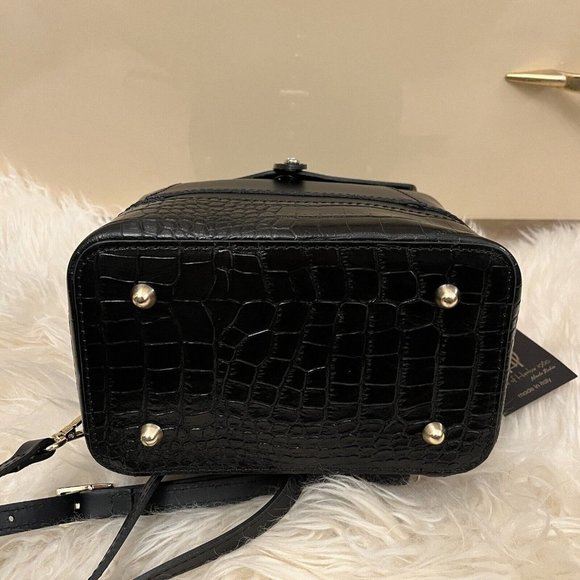 Revolve House of Harlow Italian Leather Crystal Stud Mini Backpack Black NWT main image 6